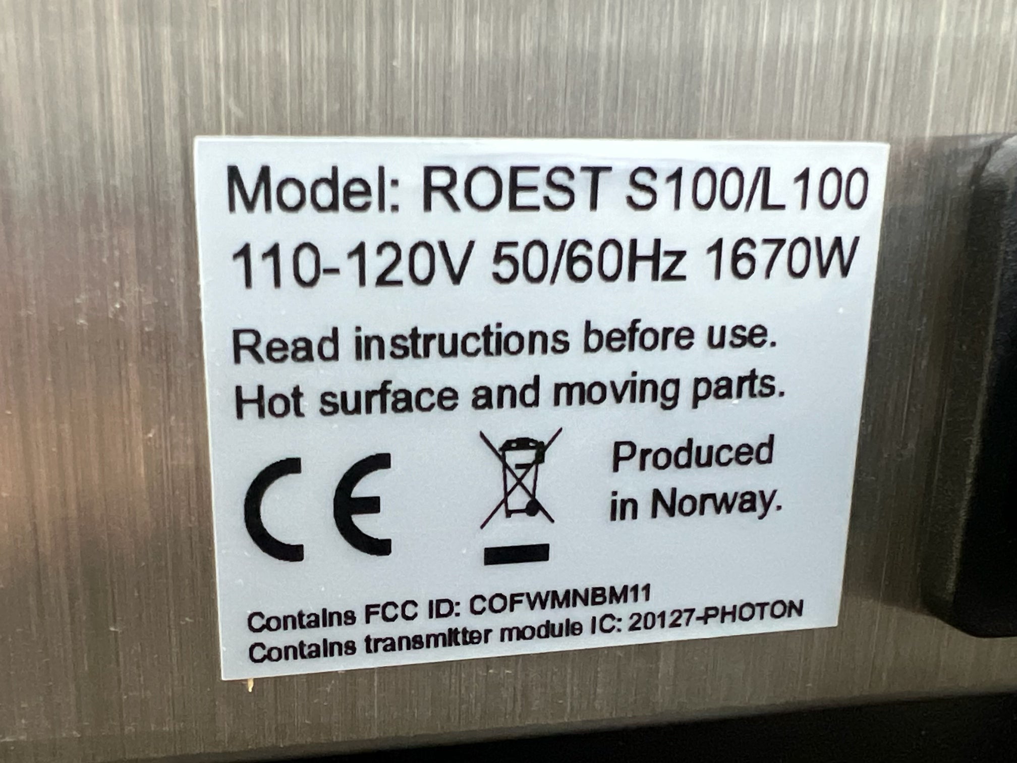 Used Coffee Roaster - Sample Roaster - Roest - Model S100 Plus - 2021