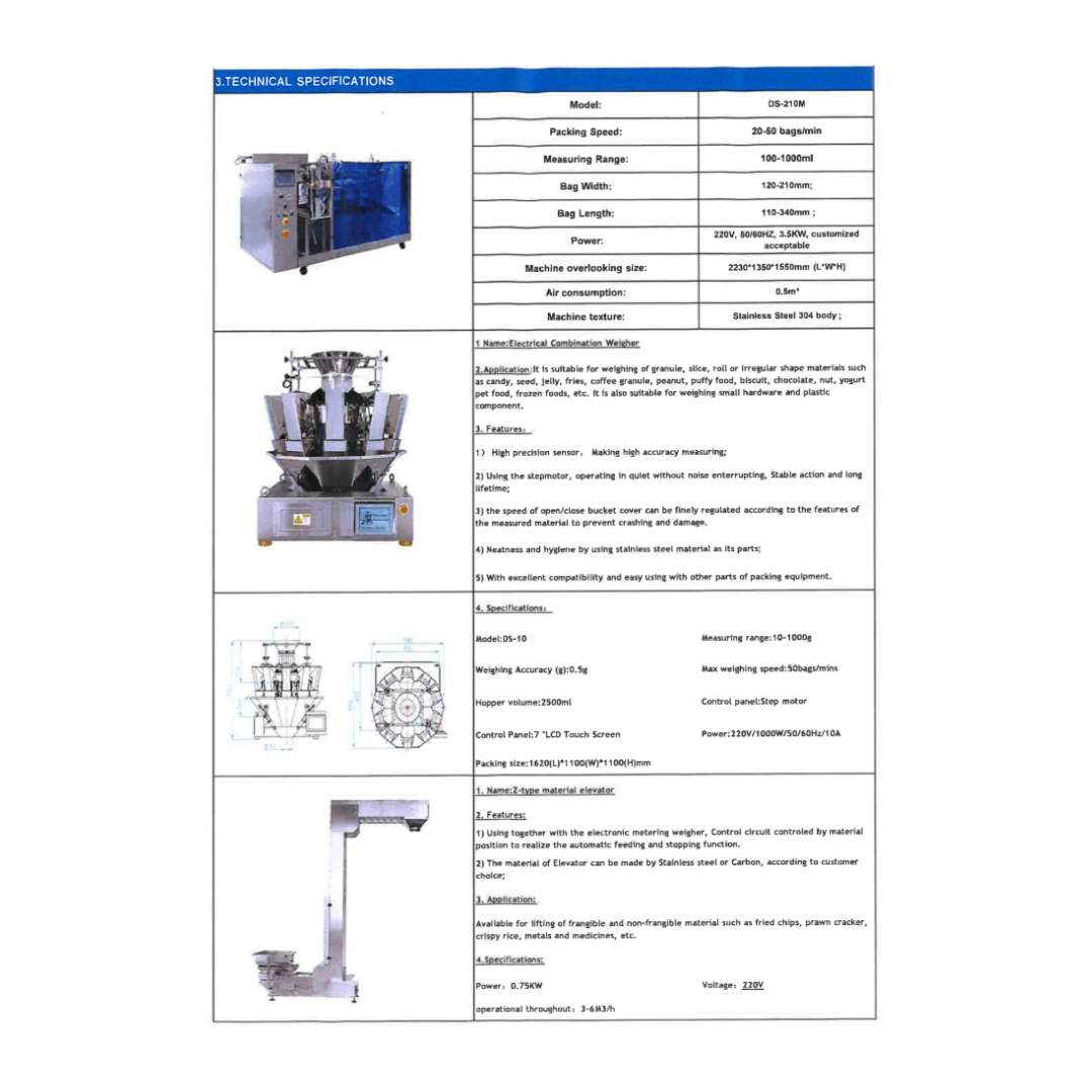 Horizontal Premade Bag Packing Machine with Combination Weigher - Stock S0584