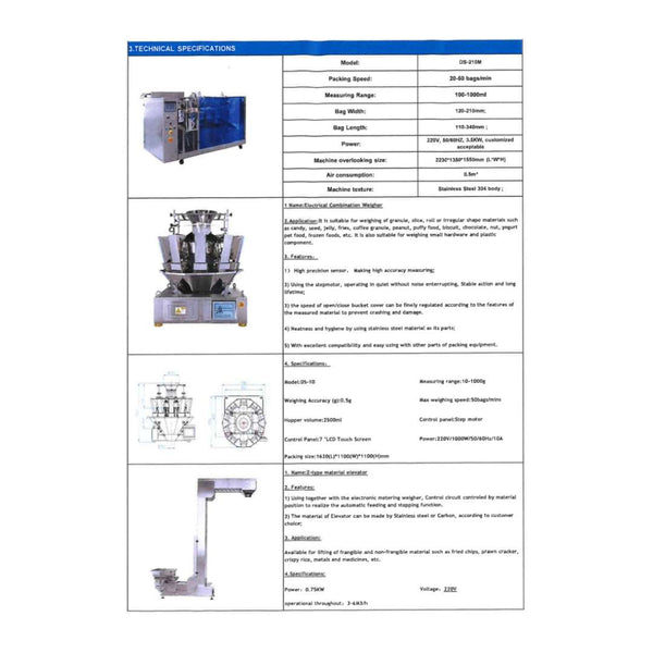 Horizontal Premade Bag Packing Machine with Combination Weigher - Stock S0584