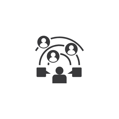 icon of network of people talking and connected representing Coffee Equipment Pros' manufacturer network
