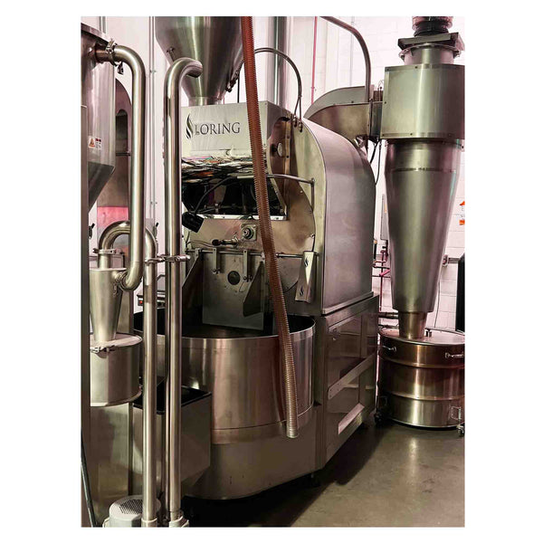 70kg Used Coffee Roaster — 2017 Loring S70 Peregrine with Cart & Loader, and D70 Destoner