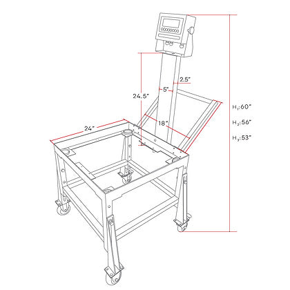 Bench Scale Cart for 18" or 24" Platforms - Tufner BCT