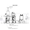 180 kilo Toper Roaster dimensions and layout. Side view.