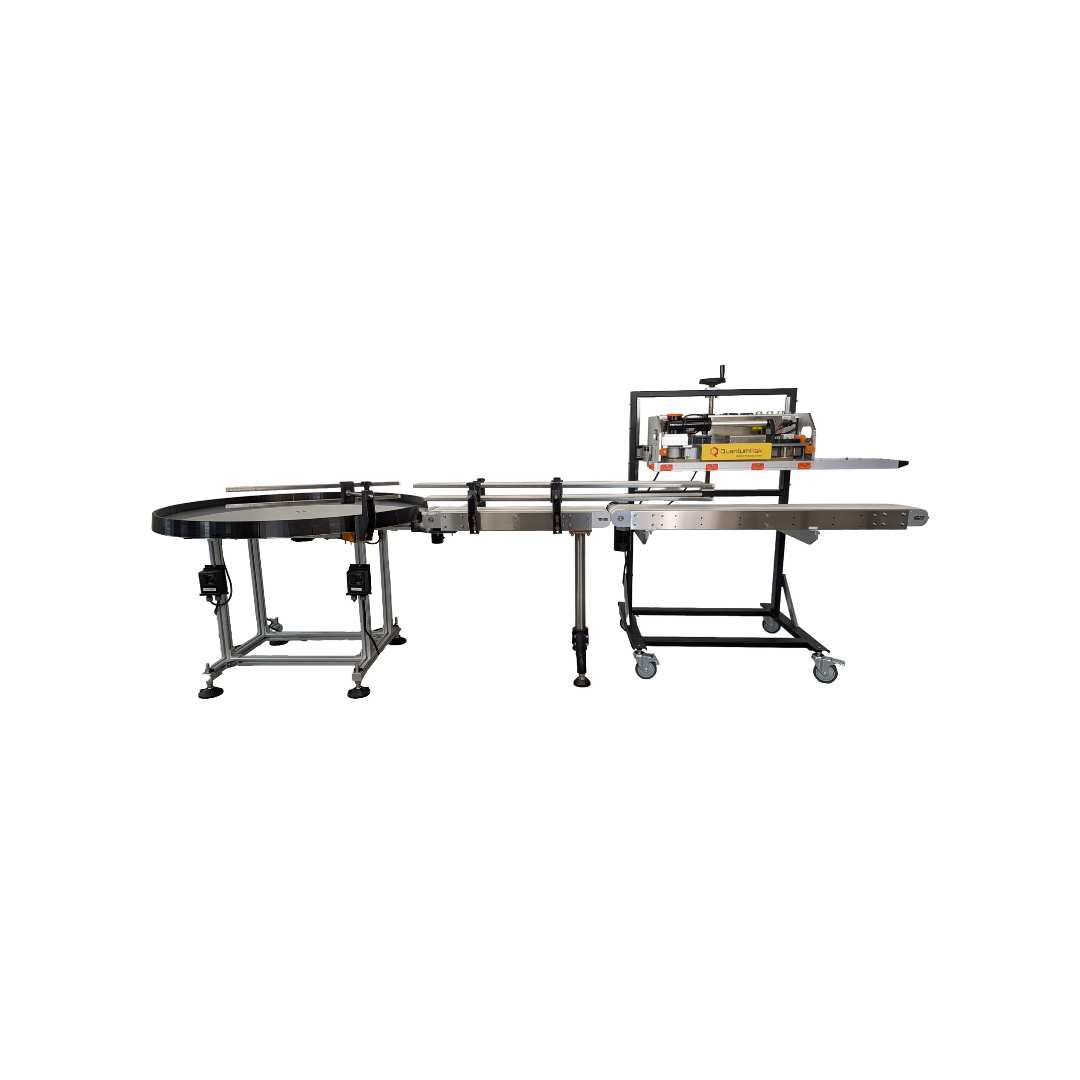 QuantumPak Accumulation Conveyor and Lazy Susan for Continuous Band Sealer