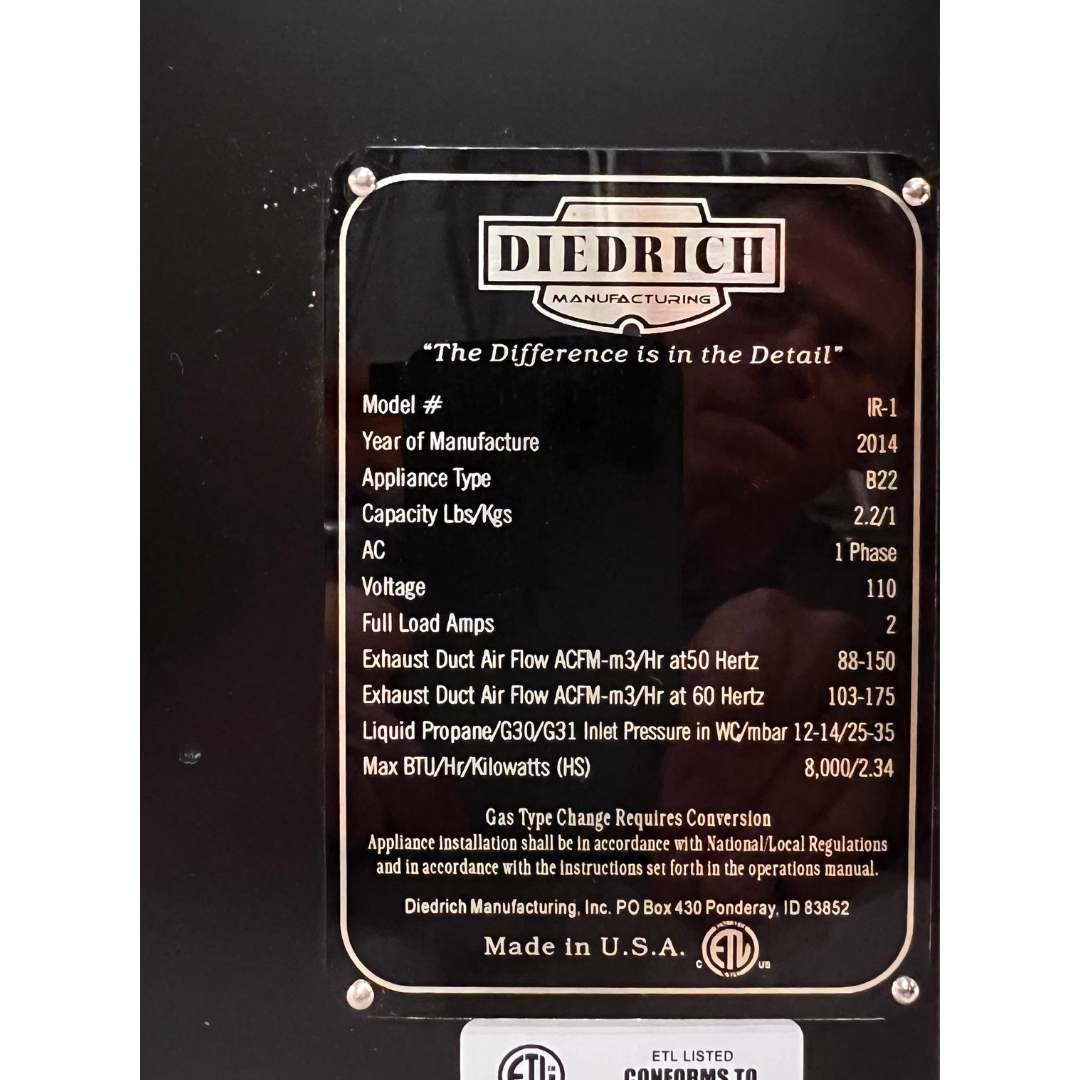 1kg Diedrich IR-1 Used Coffee Roaster - Incredible Condition - Stock S0338