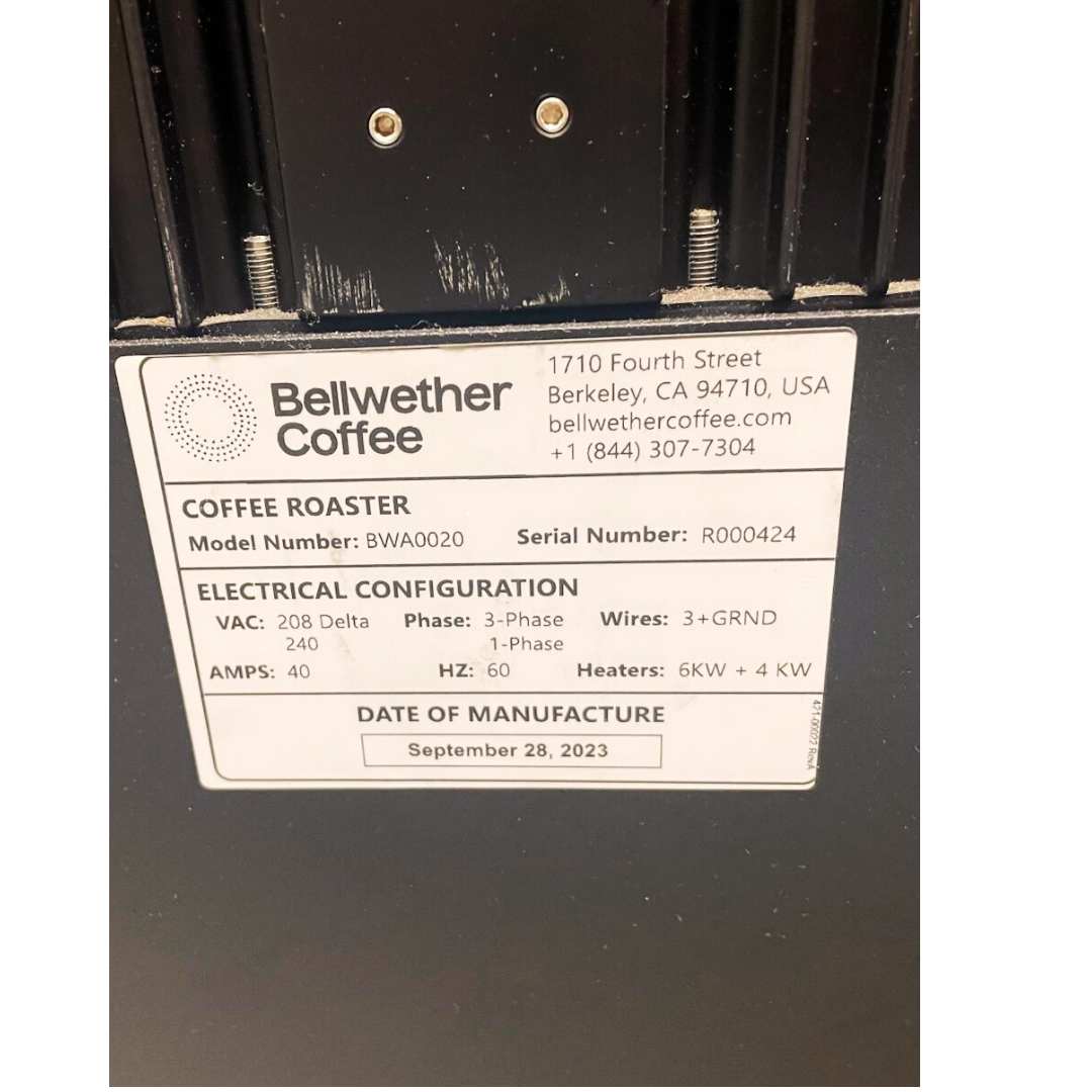 3kg Bellwether Used Coffee Roaster - Version 2 - 2023 - Stock S0516