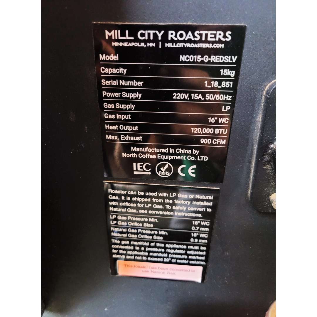 15kg Used Coffee Roaster — Mill City Roasters MCR-15 - 2018 - Stock S0596