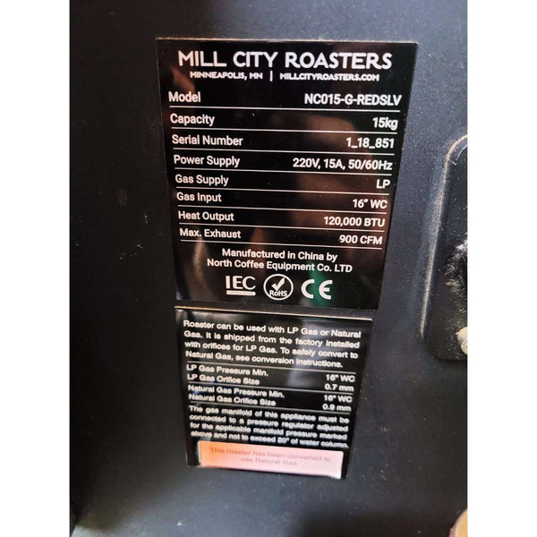 15kg Used Coffee Roaster — Mill City Roasters MCR-15 - 2018 - Stock S0596
