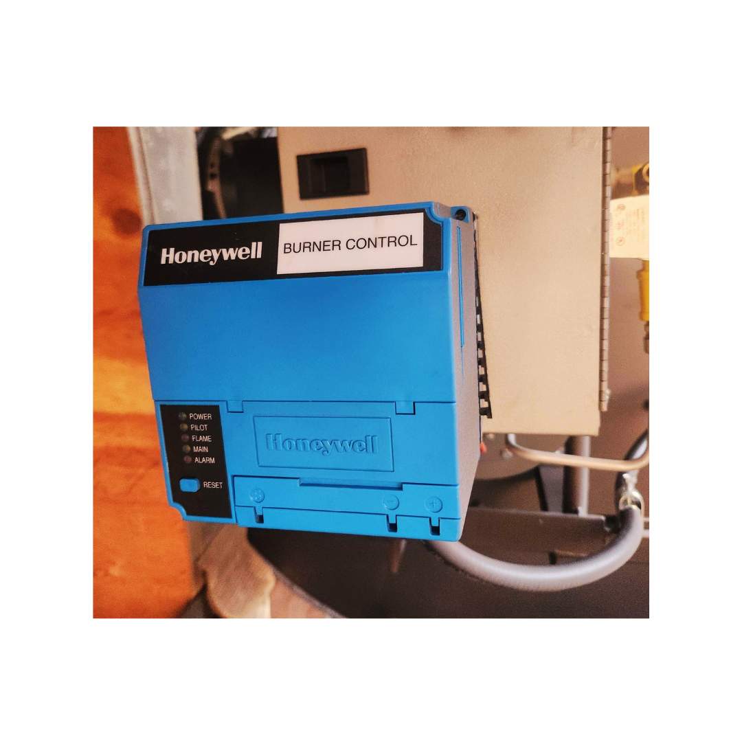 Honeywell burner control box of InProHeat coffee roaster afterburner, built 2016, 1.5M BTU thermal oxidizer for Probat G60/G90.