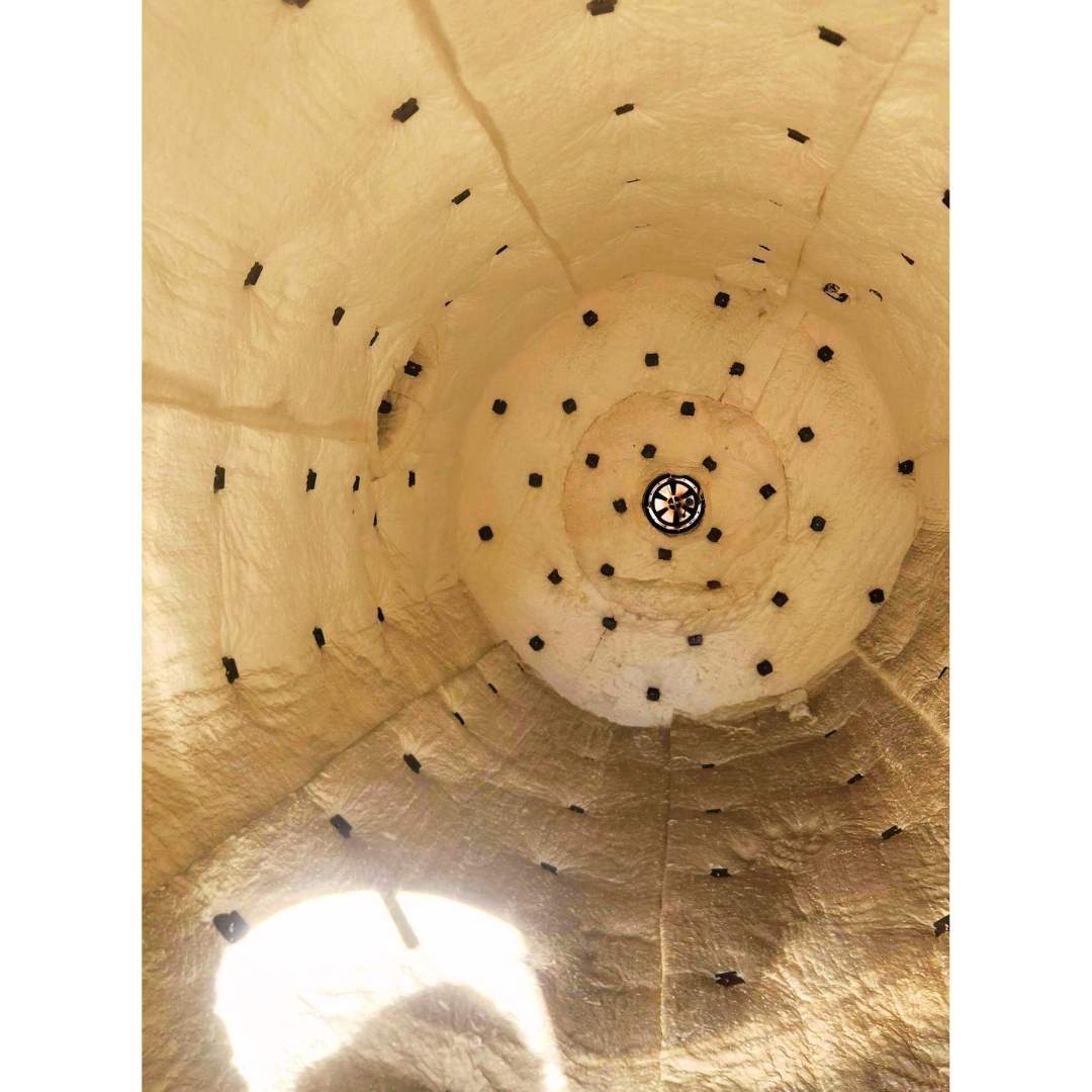 Inside vidw of InProHeat coffee roaster afterburner, built 2016, 1.5M BTU thermal oxidizer for Probat G60/G90.