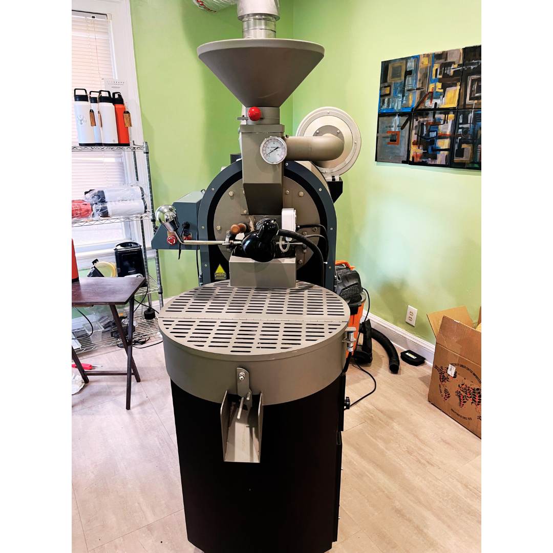 Front view of 2022 Mill City MCR-3 3kg coffee roaster, used Mill City coffee roaster for sale, fully commissioned and in excellent condition.