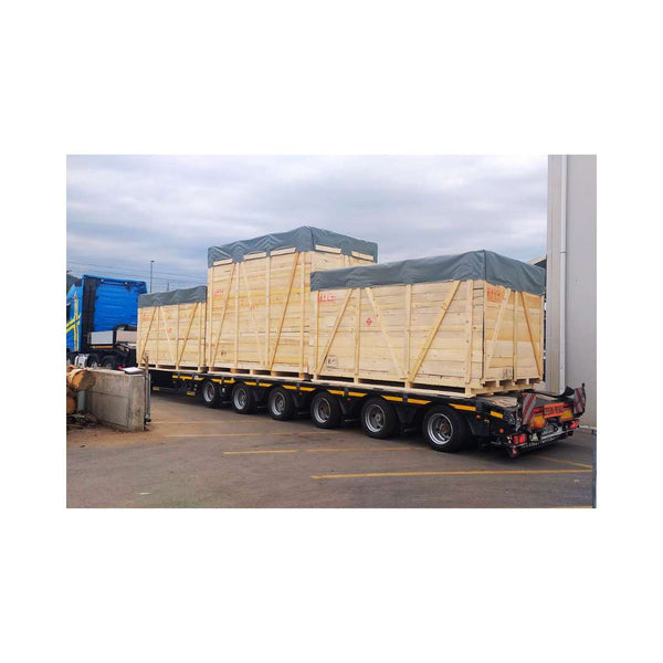 Probat R1500R used coffee roaster equipment closed crates on truck