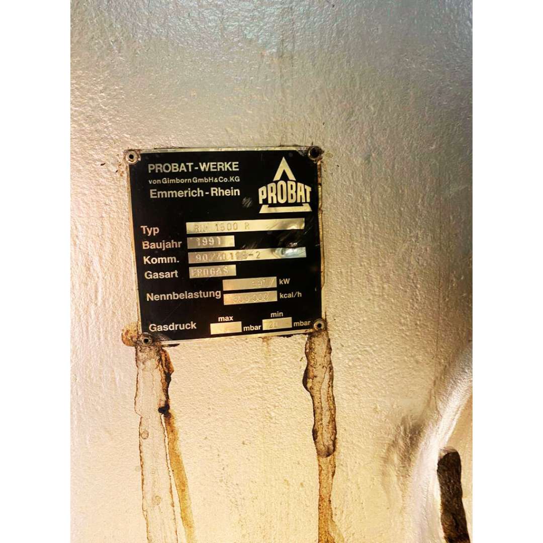 Probat R1500R used coffee roaster equipment information plate