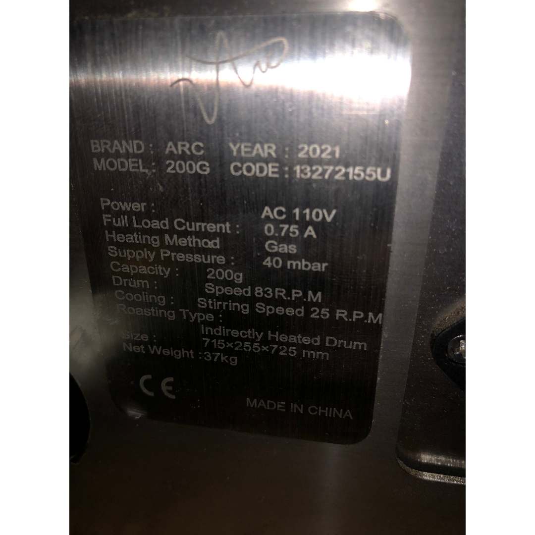 ARC S Used Sample Coffee Roaster - 2021 - Stock S0654