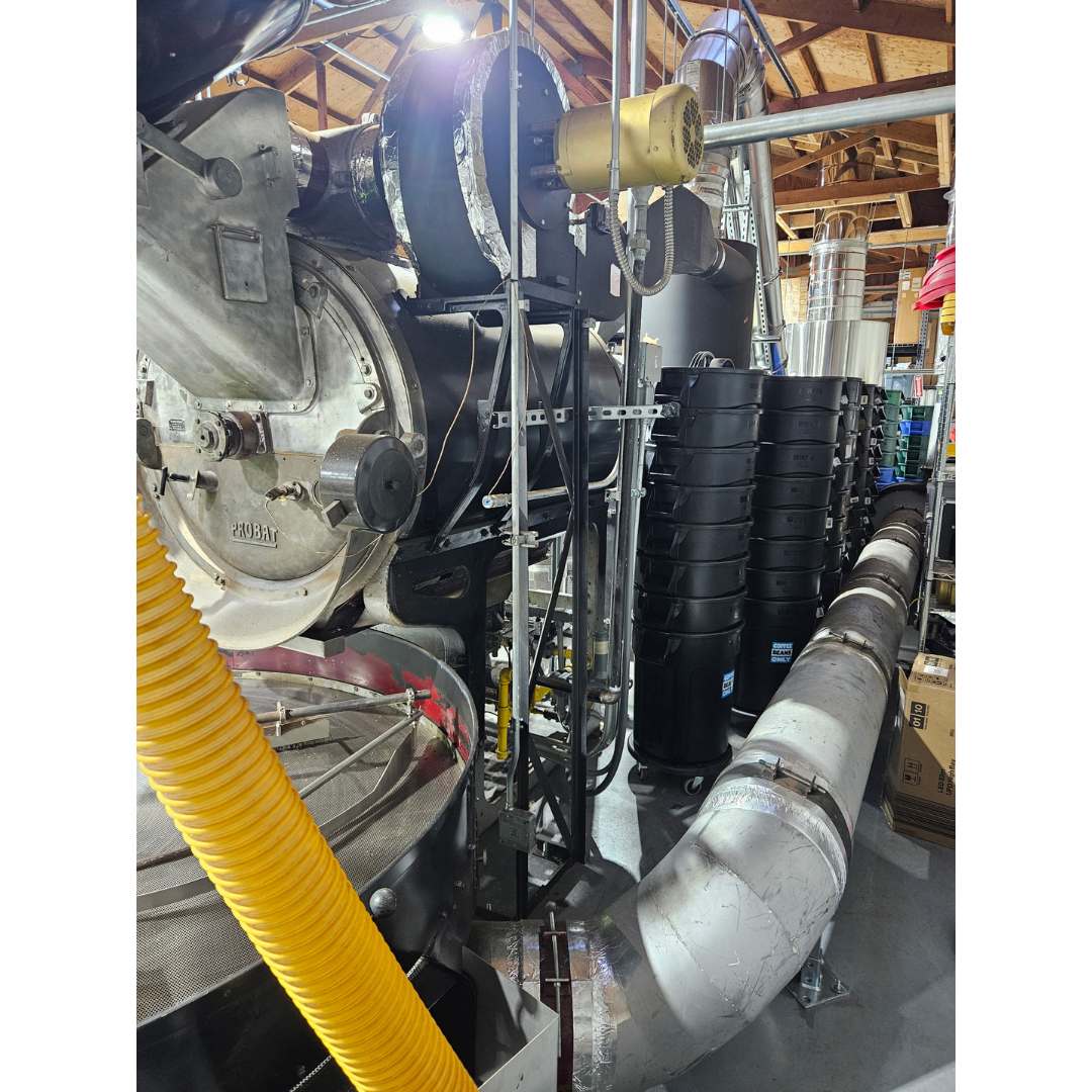 Classic refurbished 120kg Probat G0120 used coffee roaster ducting chimney 3