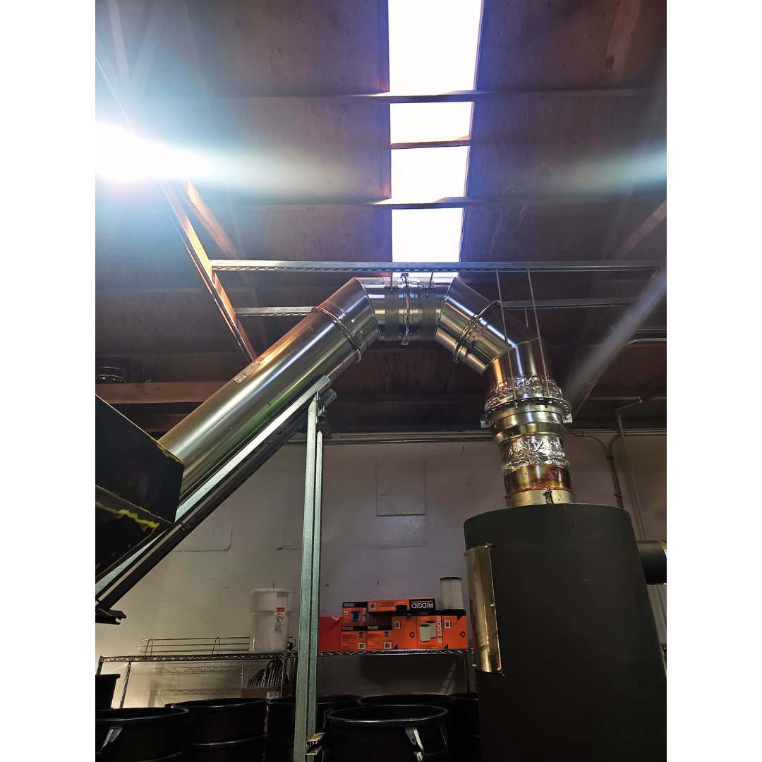Classic refurbished 120kg Probat G0120 used coffee roaster ducting chimney
