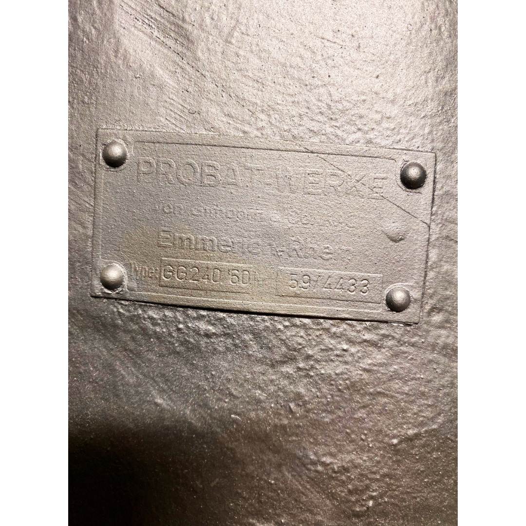 Fully automated and refurbished 240kg Probat GG240 used coffee roaster info plate