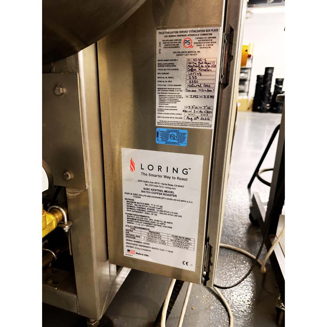 35kg Used Coffee Roaster — Loring S35 Kestrel and Bean Cart - 2022 - Stock S0723