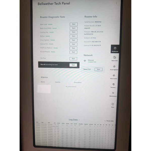 2023 3kg Bellwether used electric coffee roaster screen
