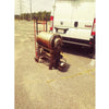 1900 11kg Royal #6 used coffee roaster outside by white van strapped to dolly
